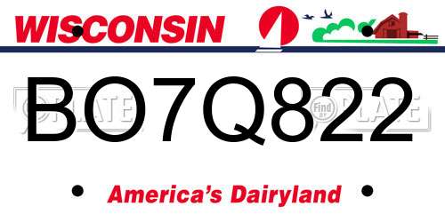 BO7Q822 Wisconsin License Plate