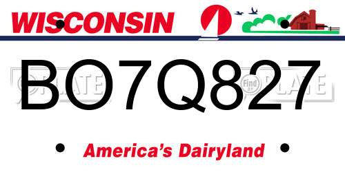 BO7Q827 Wisconsin License Plate