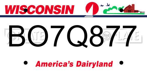 BO7Q877 Wisconsin License Plate