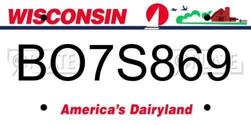 BO7S869 Wisconsin License Plate