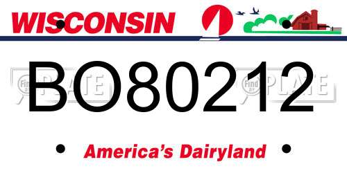 BO80212 Wisconsin License Plate