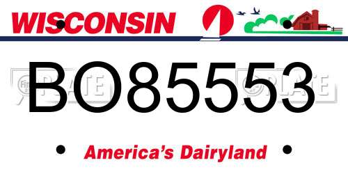 BO85553 Wisconsin License Plate