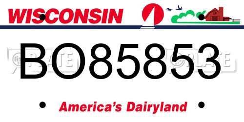 BO85853 Wisconsin License Plate