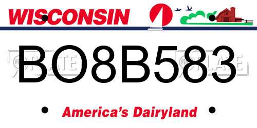 BO8B583 Wisconsin License Plate