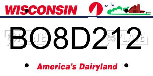 BO8D212 Wisconsin License Plate