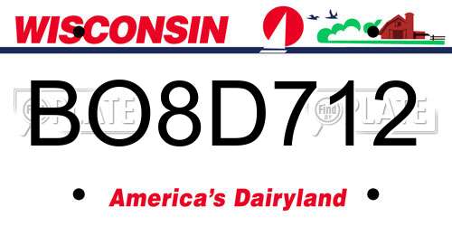 BO8D712 Wisconsin License Plate