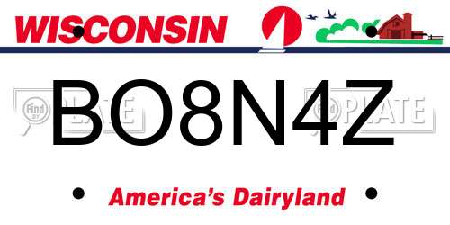BO8N4Z Wisconsin License Plate
