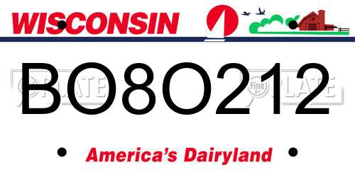 BO8O212 Wisconsin License Plate