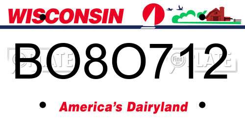 BO8O712 Wisconsin License Plate