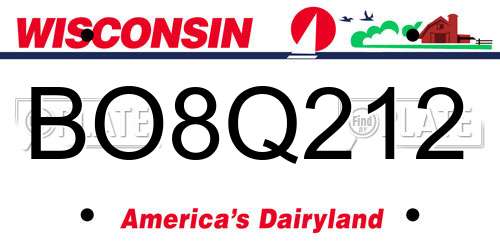 BO8Q212 Wisconsin License Plate
