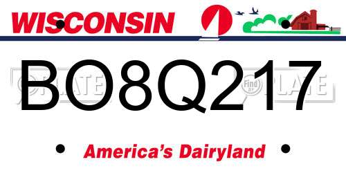 BO8Q217 Wisconsin License Plate
