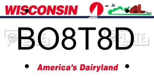BO8T8D Wisconsin License Plate