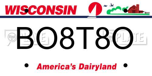 BO8T8O Wisconsin License Plate