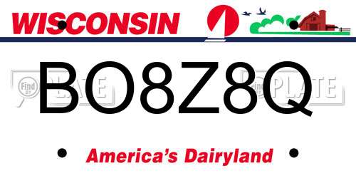 BO8Z8Q Wisconsin License Plate