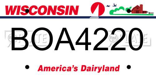 BOA4220 Wisconsin License Plate