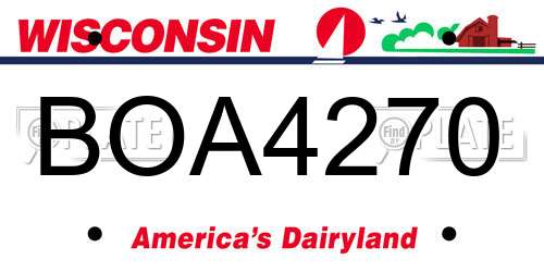 BOA4270 Wisconsin License Plate