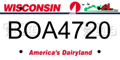 BOA4720 Wisconsin License Plate