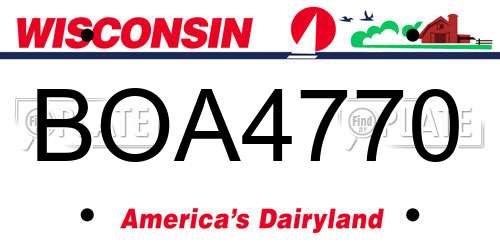 BOA4770 Wisconsin License Plate