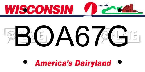 BOA67G Wisconsin License Plate