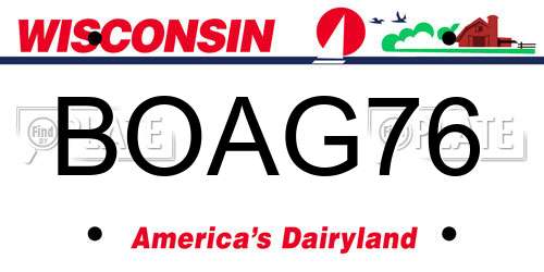 BOAG76 Wisconsin License Plate