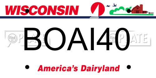 BOAI40 Wisconsin License Plate