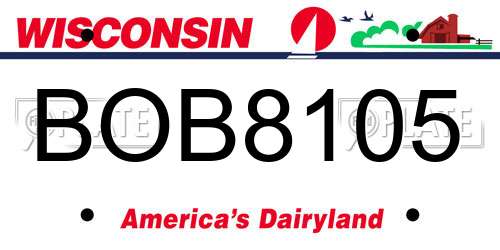 BOB8105 Wisconsin License Plate