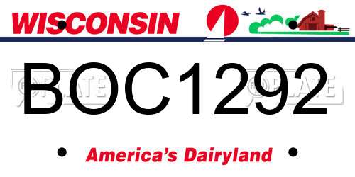 BOC1292 Wisconsin License Plate