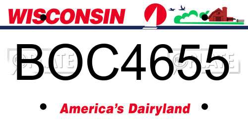 BOC4655 Wisconsin License Plate