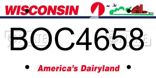 BOC4658 Wisconsin License Plate
