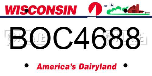 BOC4688 Wisconsin License Plate