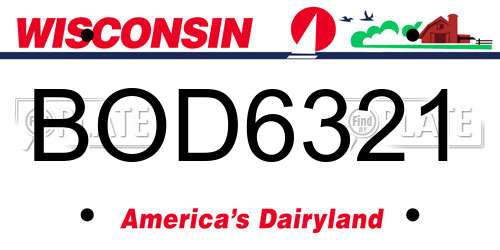 BOD6321 Wisconsin License Plate