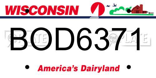 BOD6371 Wisconsin License Plate