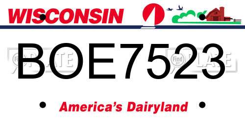 BOE7523 Wisconsin License Plate