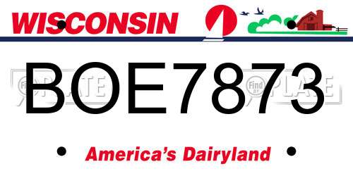 BOE7873 Wisconsin License Plate
