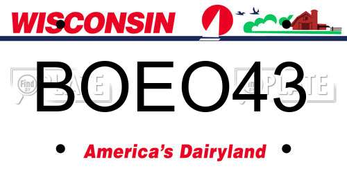 BOEO43 Wisconsin License Plate