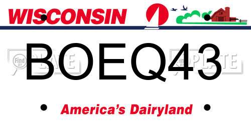 BOEQ43 Wisconsin License Plate