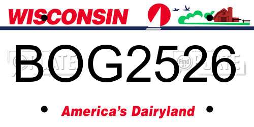 BOG2526 Wisconsin License Plate