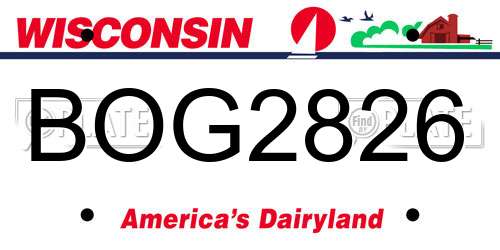 BOG2826 Wisconsin License Plate
