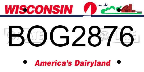 BOG2876 Wisconsin License Plate