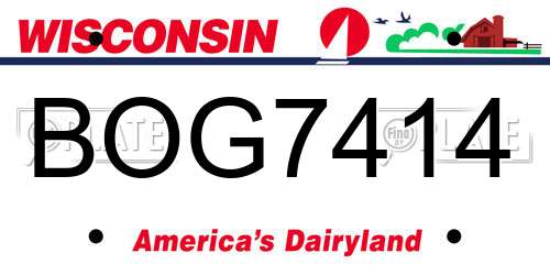 BOG7414 Wisconsin License Plate