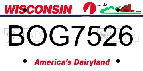 BOG7526 Wisconsin License Plate