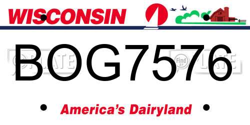 BOG7576 Wisconsin License Plate
