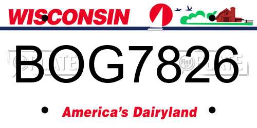 BOG7826 Wisconsin License Plate