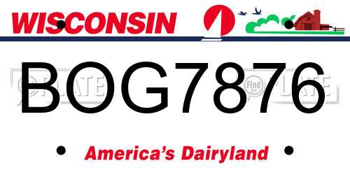 BOG7876 Wisconsin License Plate