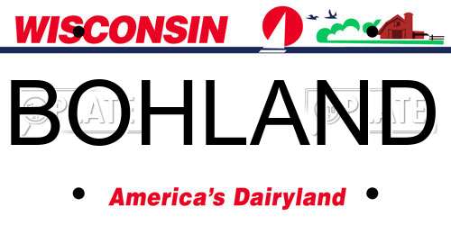 BOHLAND Wisconsin License Plate