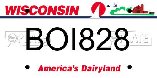 BOI828 Wisconsin License Plate
