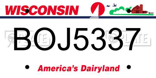 BOJ5337 Wisconsin License Plate