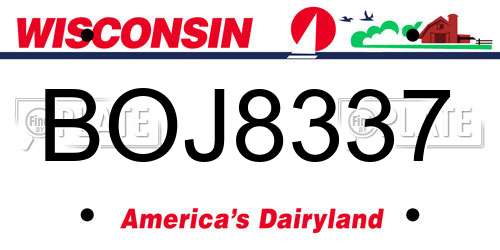BOJ8337 Wisconsin License Plate