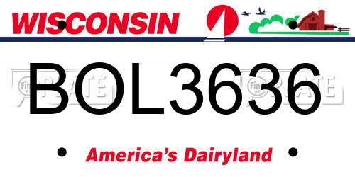 BOL3636 Wisconsin License Plate