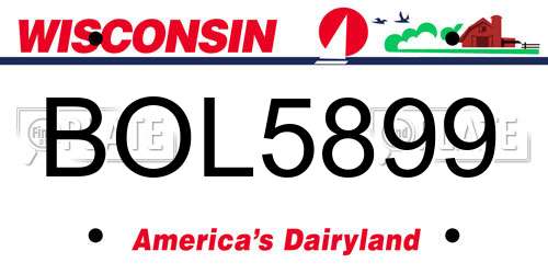 BOL5899 Wisconsin License Plate